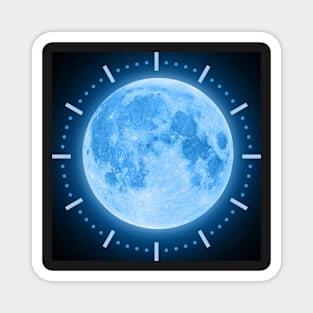 Blue Super Moon Glowing With Blue Halo Clock Magnet