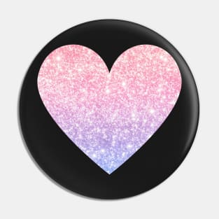 Light Pink and Purple Ombre Faux Glitter Heart Pin