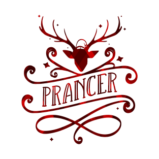 Prancer Christmas Red Tartan Pattern Reindeer Head T-Shirt