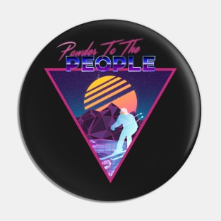 Retro Vaporwave Ski Mountain | Powder To The People | Shirts, Stickers, and More! Pin