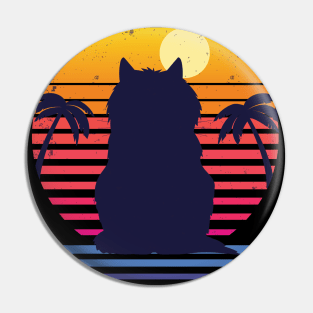 Retro Cat Life at the beach Pin