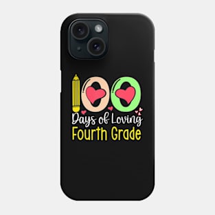 100 Days Of Loving 4Th Grade 100Th Day Of School Teacher Phone Case