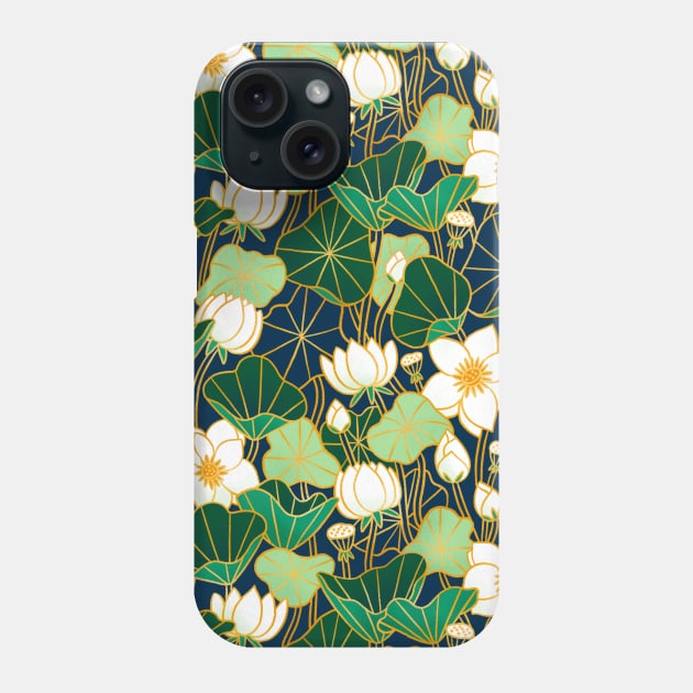 Lily pond floral bohemian pattern Phone Case by Stolenpencil