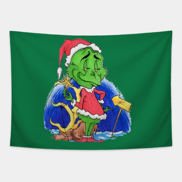 The Grinch Peep Tapestry by RevxArt