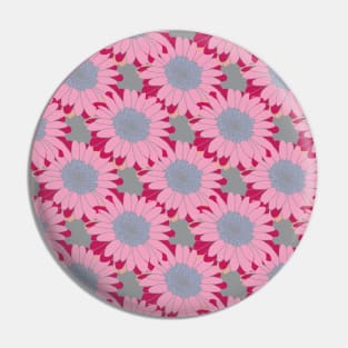 Mothers Day Pink Daisy Gerbera Floral Pattern Circle Pin