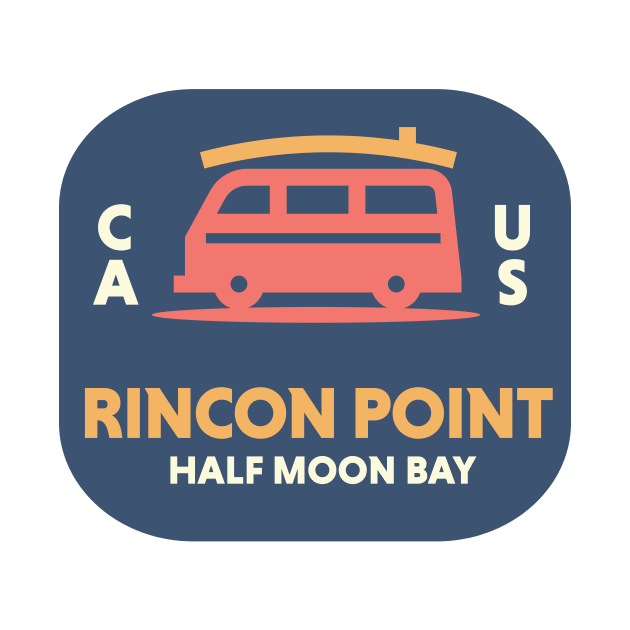 Retro Surfing Emblem Rincon Point Half Moon Bay California // Vintage Surfing Badge by Now Boarding