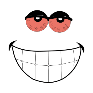 Happy cartoon face with red eyes T-Shirt