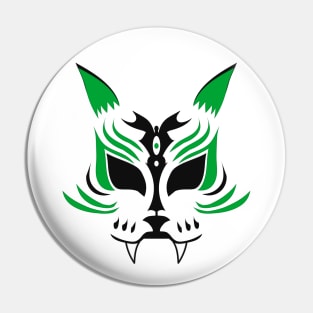 Kitsune Face - Green Pin