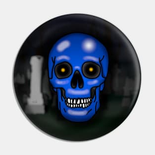 Skull, frostbite blue, with background Pin