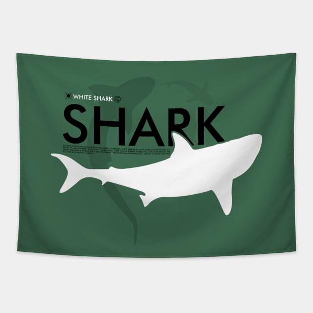 white shark Tapestry by Kiberly