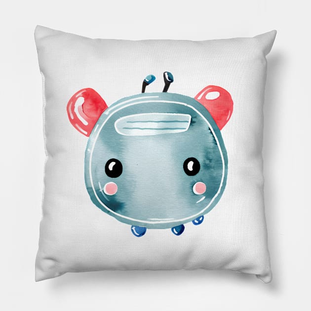 Bashful Bot Pillow by Xie