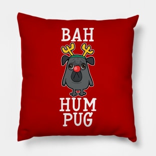 Bah Hum Pug - Black Pillow