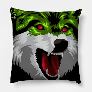 green wolf Pillow