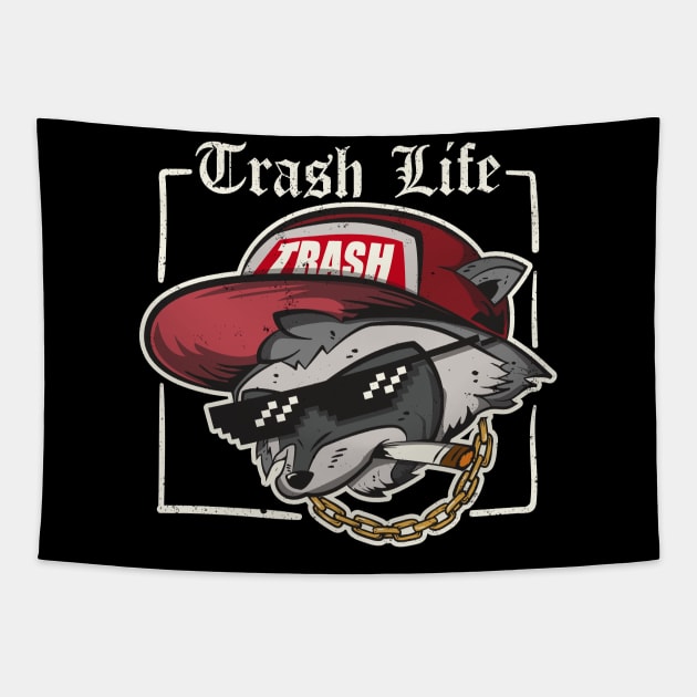 Trash Life Raccoon Tapestry by wookiemike