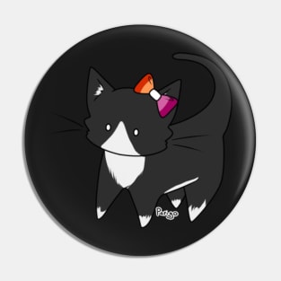 Lesbian Pride Tuxedo Kitty Ear Bow Pin