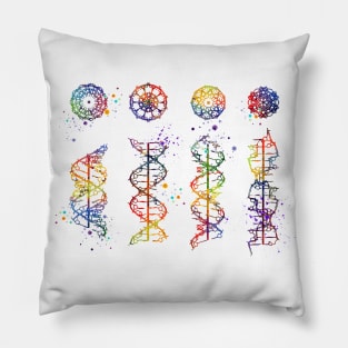 DNA Helix A-B-C-Z Colorful Watercolor Pillow