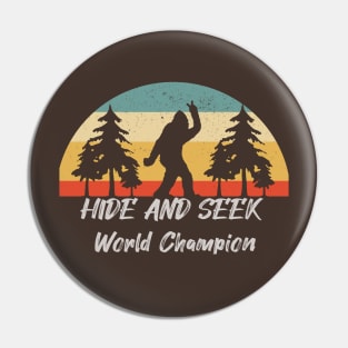 Retro Vintage Bigfoot Hide And Seek World Champion Pin