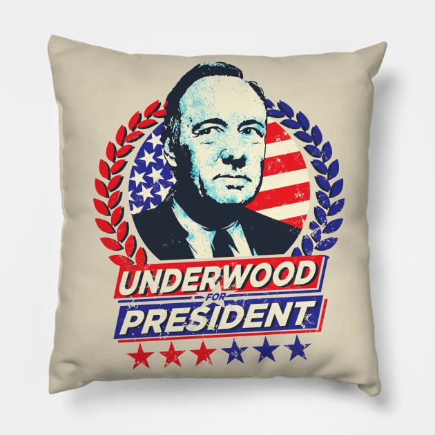 Frank Underwood for President 2024 Pillow by Alema Art