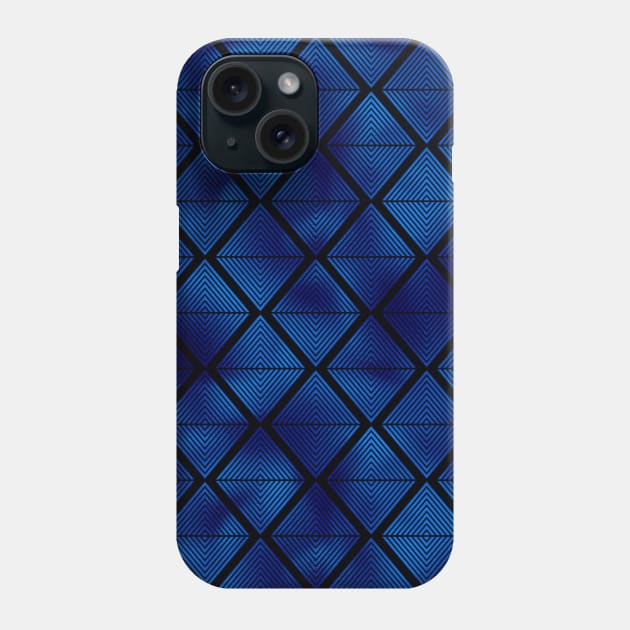 Lined Diamonds in Black and Classic Blue Vintage Faux Foil Art Deco Vintage Foil Pattern Phone Case by podartist