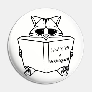 Cat Reading Book Pin