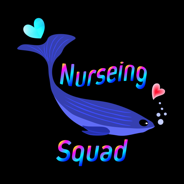 Nurseing Squad Cartoon Fish Dolphins with Love Funny Graphic Design T-Shirt by Sodsai