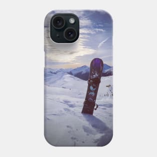 Snowboard in Winter Mountain Scenery Phone Case