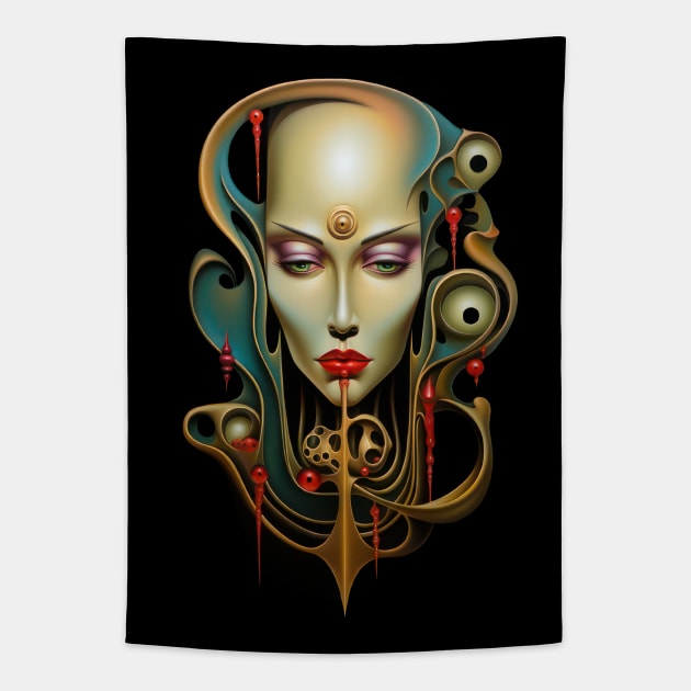 AI Goddess Portrait Tapestry by TooplesArt