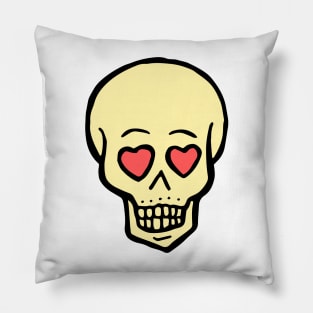 Happy Skull with Hearts Pillow