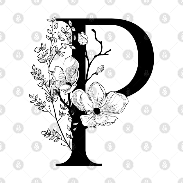 Letter P Monogram - Floral Initial by ZenNature