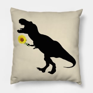 Sunflower and T rex dinosaur kind good heart Pillow