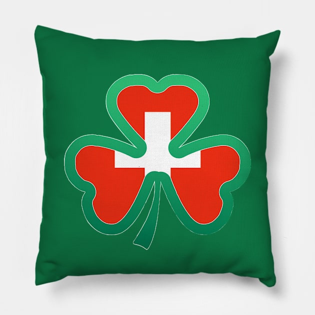 Swiss Flag for st patricks day, Irish Shamrock Pillow by Myteeshirts