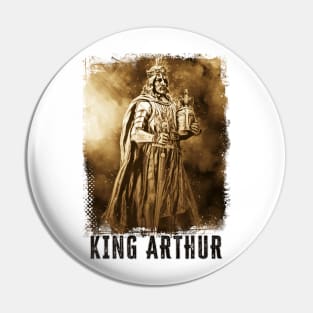 King ARTHUR Vintage portrait with Crown Helmet and Sword Pin