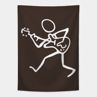 Guitar Player walking (white) Tapestry