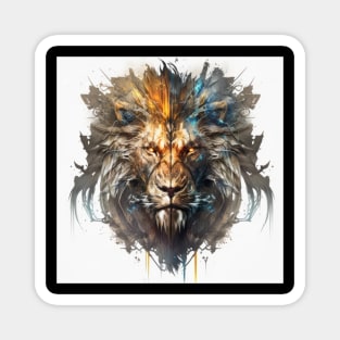 Lion Portrait Animal Painting Wildlife Outdoors Adventure Magnet