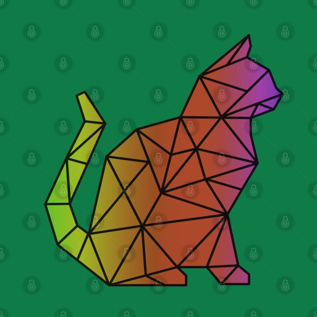 Rainbow Geometric Cat by Janremi