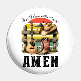 Love of Country Music Amen Retro Country Music Heartbeat Western Cowboy Cowgirl Gift Pin