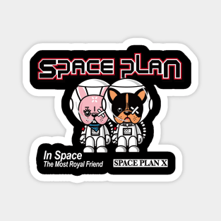 dog and rabbit in space Magnet