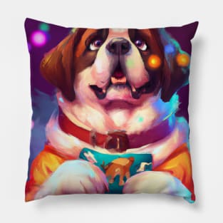 Cute St. Bernard Drawing Pillow