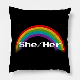 Rainbow Pronouns - She/Her Pillow