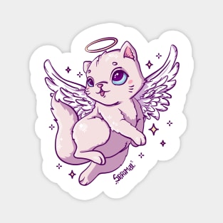 Cute celestial angel cat with wings Magnet