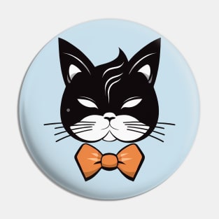 Black and white cat with a bow tie Pin