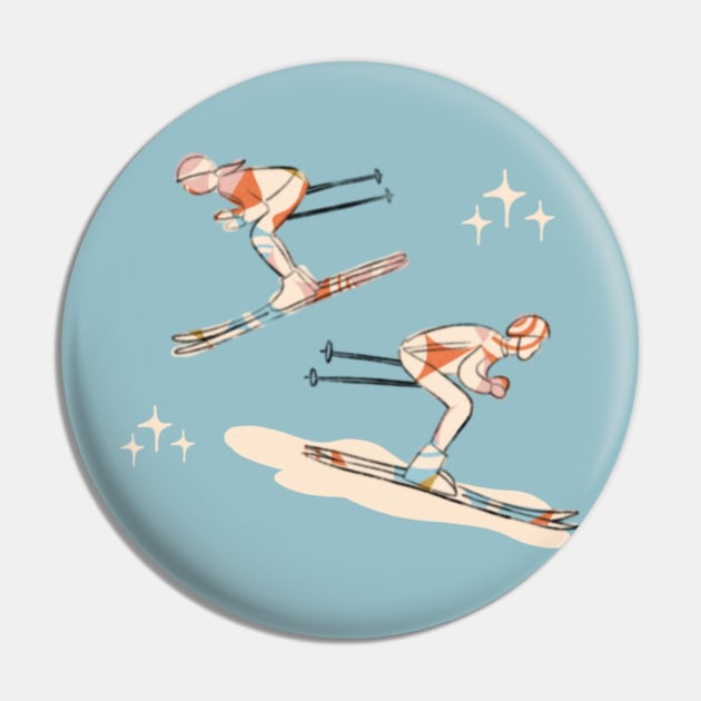 Retro winter ski Pin by bruxamagica