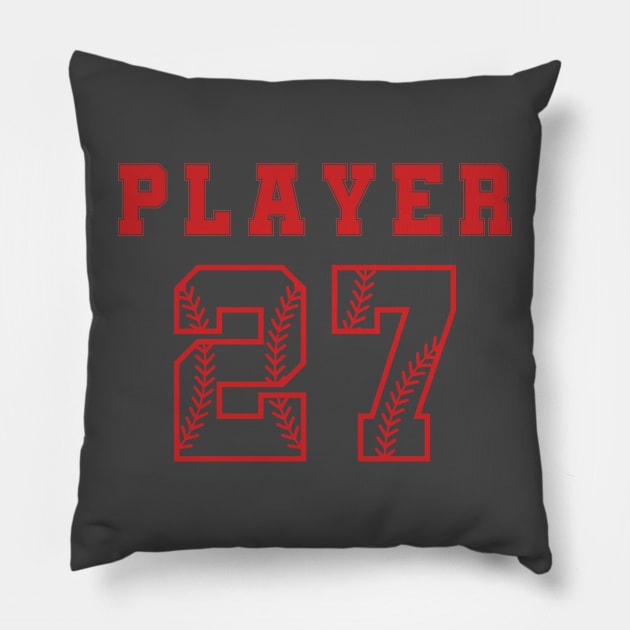 Baseball stitching number 27.Baseball Threads.Varsity number Pillow by designgoodstore_2