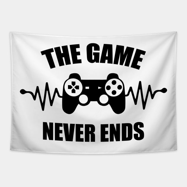 game never ends heartbeat controller gamer quote gaming Tapestry by jodotodesign