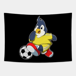 Penguin as Soccer player with Soccer ball Tapestry