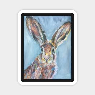 Colourful Hare ,  Blue Background Magnet