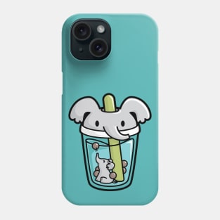 Bubble Tea with White Cute Kawaii Elephant Inside Phone Case