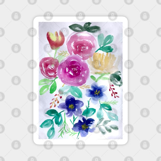 Watercolor large Floral Bouquet Magnet by Harpleydesign