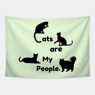 Cats are my People (black print) light green Tapestry