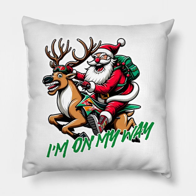 Hold on! Santa is on the way to your Christmas Pillow by DrextorArtist